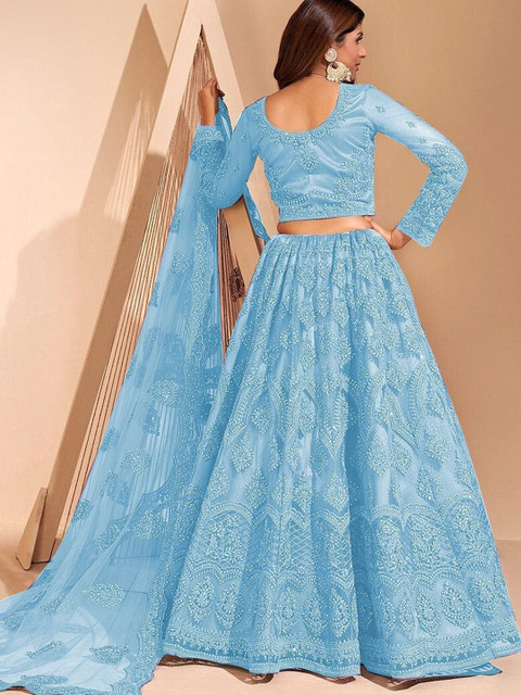 REELOVE FACTORY Embellished Sequinned Semi-Stitched Lehenga & Unstitched Blouse With Dupatta - Image 3