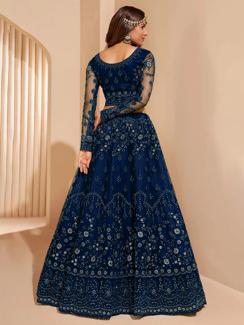 REELOVE FACTORY Embellished Sequinned Semi-Stitched Lehenga & Unstitched Blouse With Dupatta - Image 4