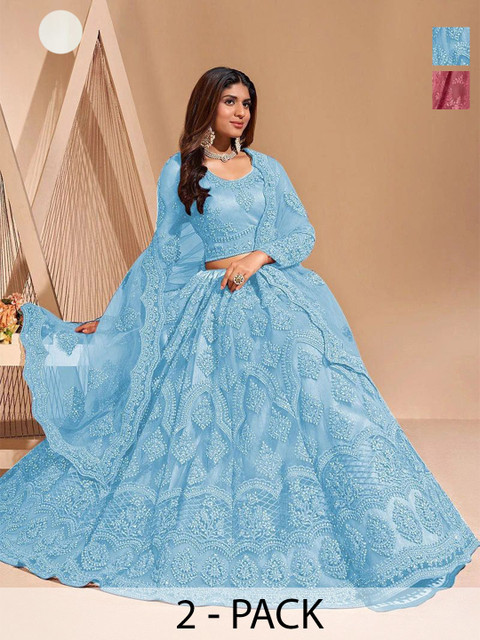 REELOVE FACTORY Embellished Sequinned Semi-Stitched Lehenga & Unstitched Blouse With Dupatta