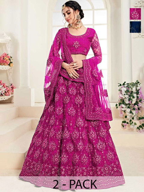 REELOVE FACTORY Embellished Sequinned Semi-Stitched Lehenga & Unstitched Blouse With Dupatta