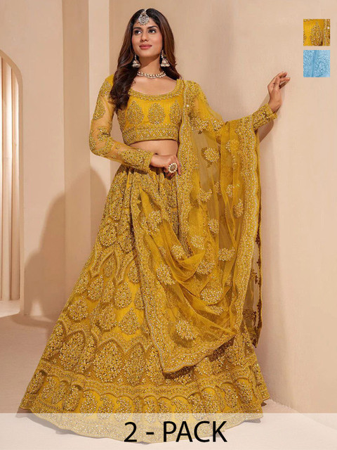 REELOVE FACTORY Embroidered Semi-Stitched Lehenga & Unstitched Blouse With Dupatta