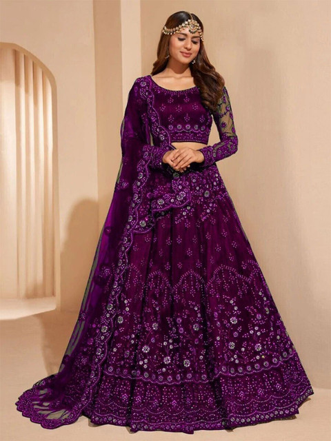 REELOVE FACTORY Embellished Sequinned Semi-Stitched Lehenga & Unstitched Blouse With Dupatta