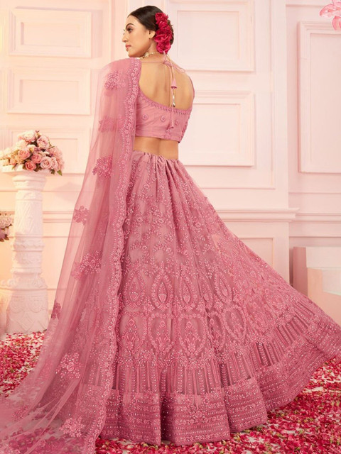 REELOVE FACTORY Embroidered Sequinned Semi-Stitched Lehenga & Unstitched Blouse With Dupatta - Image 4