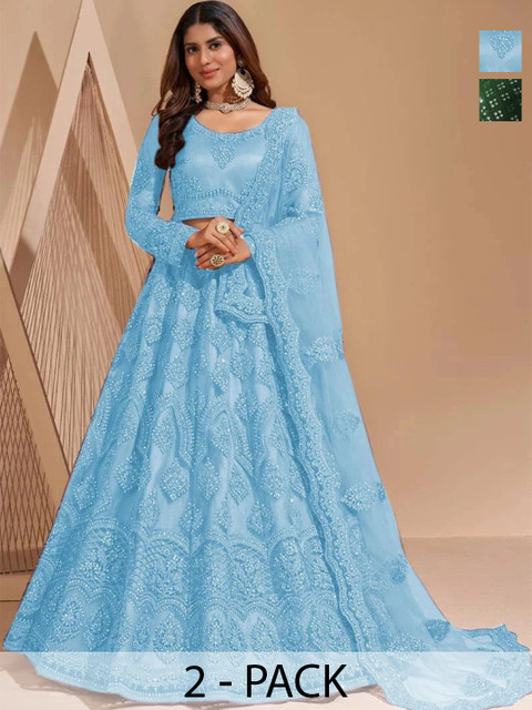 REELOVE FACTORY Embellished Sequinned Semi-Stitched Lehenga & Blouse With Dupatta