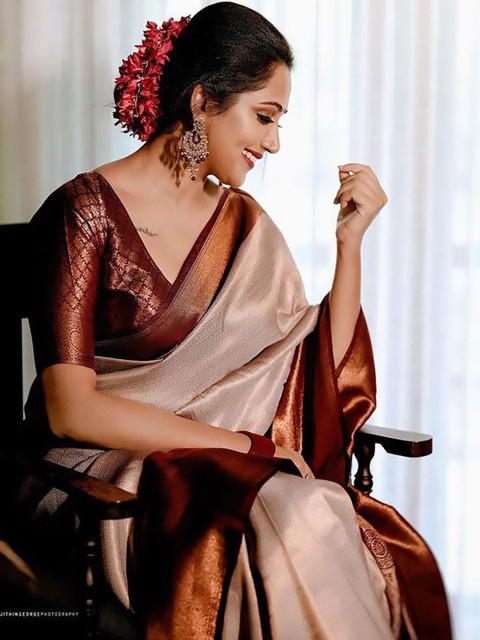 Urban Pallu Woven Design Zari Silk Blend Handloom fwd Saree - Image 6