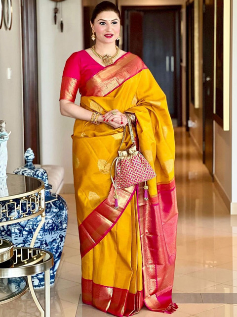 Urban Pallu Woven Design Zari Silk Blend Heavy Work fwd Saree