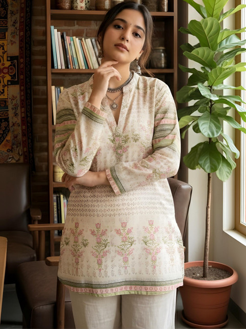 Anouk Mirage Floral Printed V-Neck Pure Cotton Kurti