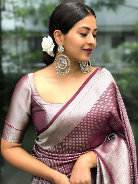 Urban Pallu Woven Design Zari Silk Blend Handloom fwd Saree - Image 5