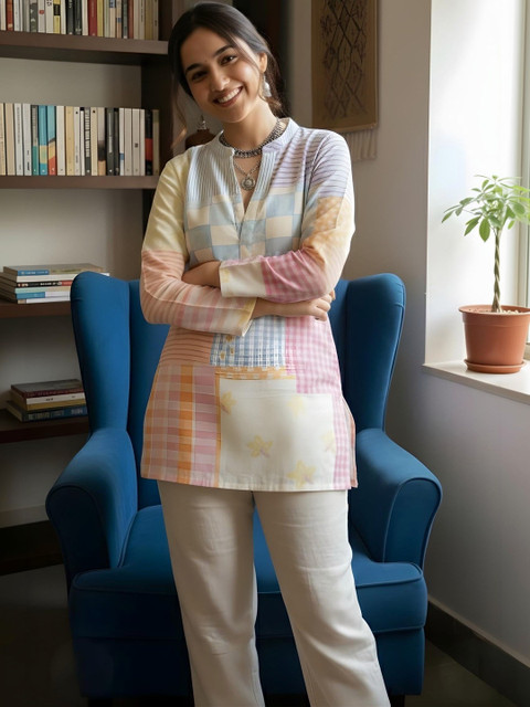 Anouk Mirage Geometric Woven Design Pure Cotton Kurti