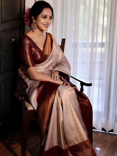 Urban Pallu Woven Design Zari Silk Blend Handloom fwd Saree - Image 3