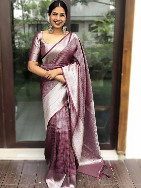 Urban Pallu Woven Design Zari Silk Blend Handloom fwd Saree - Image 2