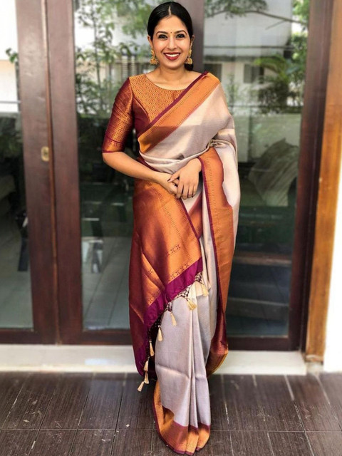 Urban Pallu Woven Design Zari Silk Blend Handloom fwd Saree