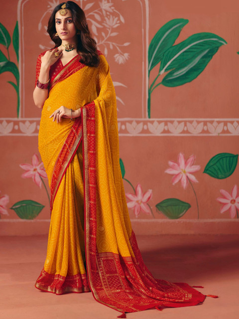 TIRA Bandhani Zari Poly Georgette Bandhani Saree