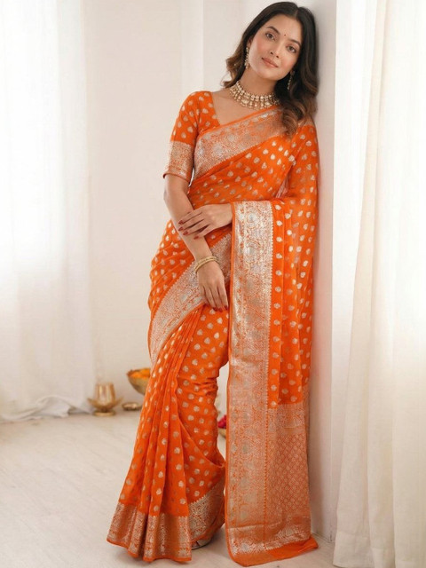 Kalista Ethnic Motifs Zari Silk Blend Saree