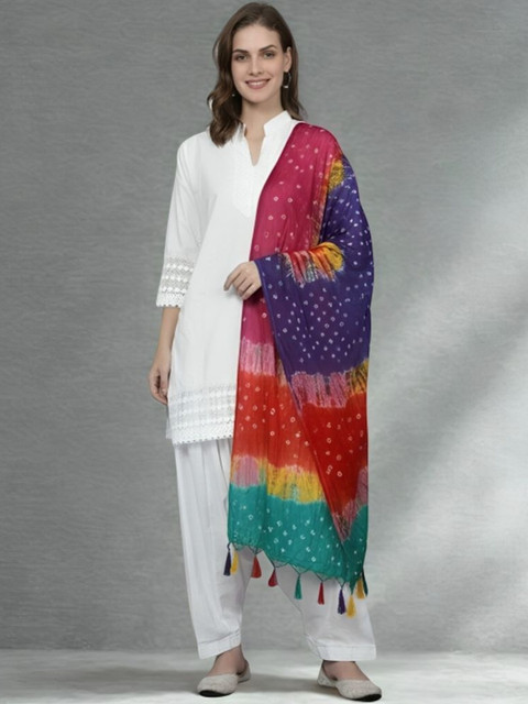 Trendzmy Dyed Cotton Silk Tie and Dye Dupatta