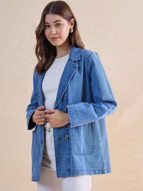 FEMMELLA Lapel Collar Double-Breasted Blazer