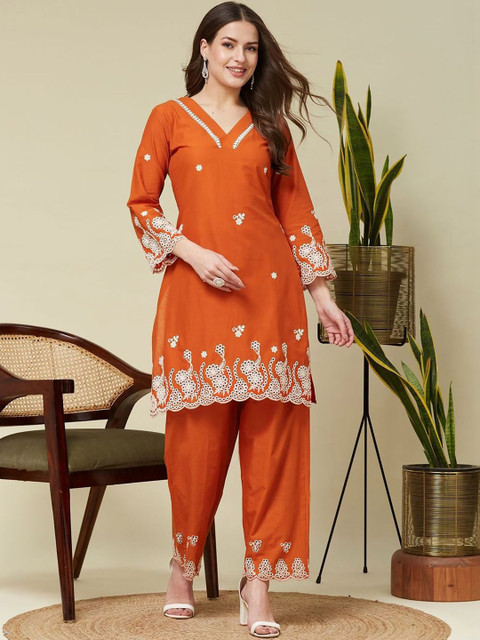 SHOPLANCE Embroidered Tunic With Trousers Co-Ords