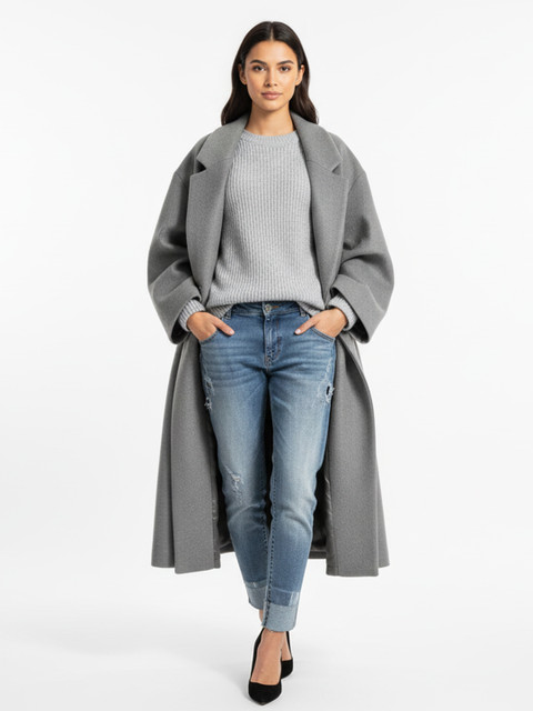 HERE&NOW Notched Lapel Longline Trench Coat