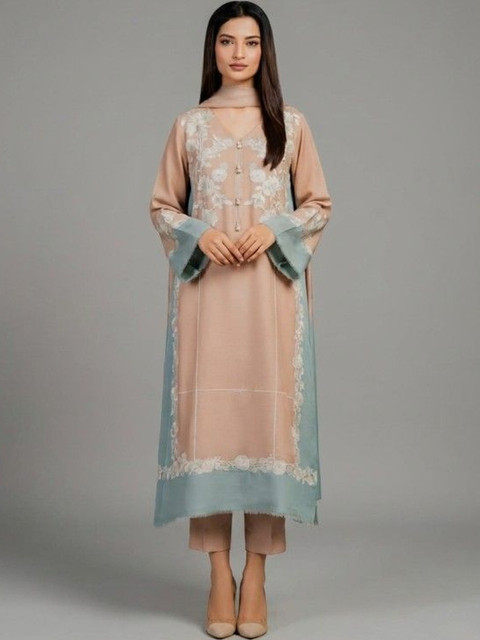 D.A.Kurtis. Women Ethnic Motifs Embroidered Regular Thread Work Kurta with Trousers & With Dupatta