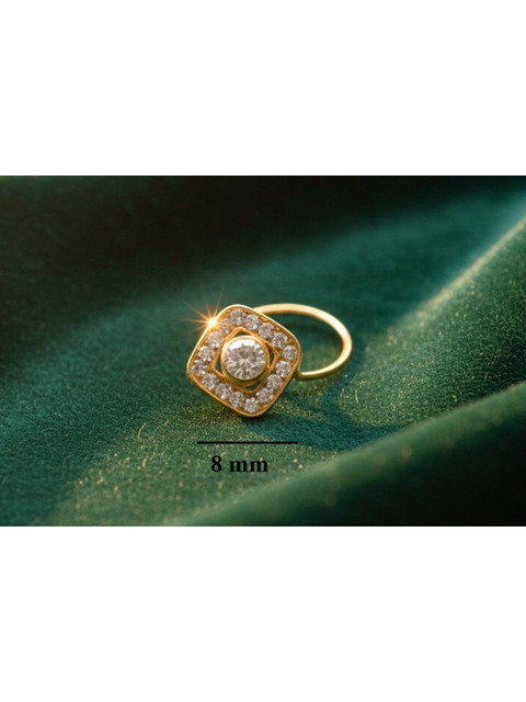 SHREEVARAM Gold-Plated Cubic Zirconia Ring Nosepin - Image 3