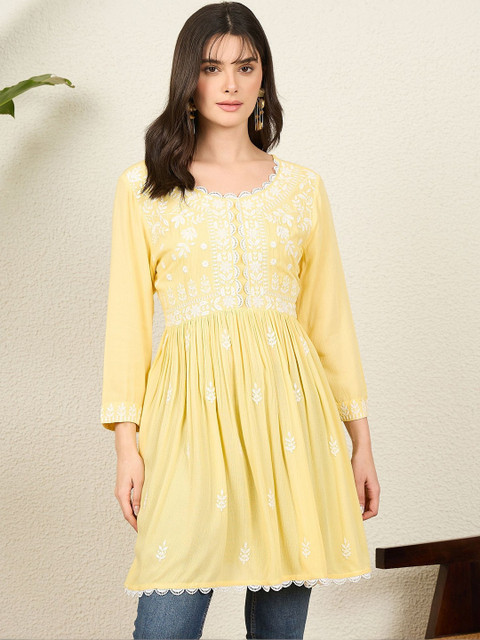 Anouk Ethnic Motifs Embroidered Chikankari Chikankari Empire Kurti