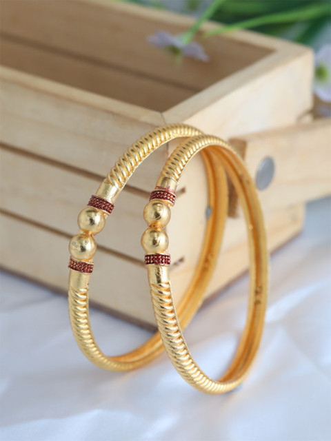 Zeraki Jewels Sheetal Set Of 2 Gold-Plated Bangles
