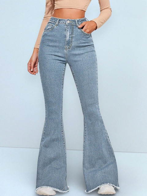 Encrypt Women Bootilicious Flared High-Rise Light Fade Stretchable Jeans