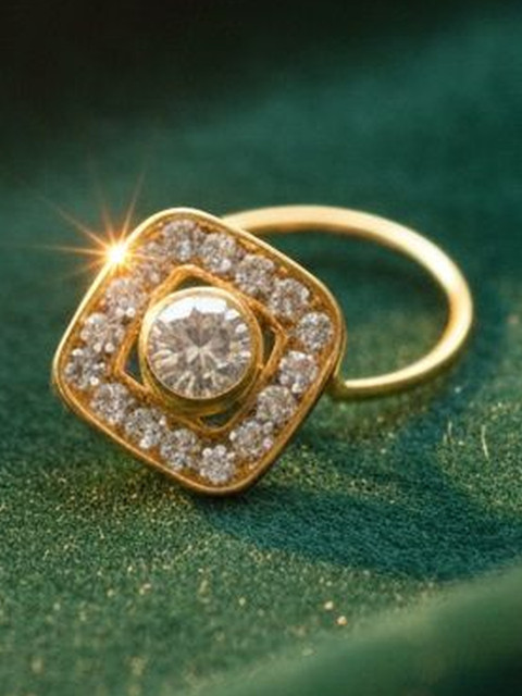 SHREEVARAM Gold-Plated Cubic Zirconia Ring Nosepin - Image 2