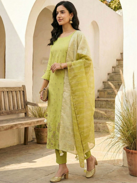 Indo Era Woven Design Organza Dupatta with Sequinned - Image 3