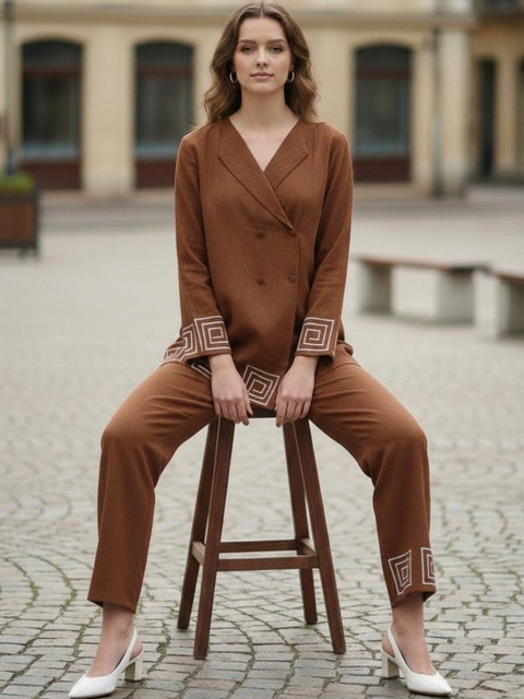 Indibelle Embroidered Cotton V-Neck Tunic & Trousers Co-Ords - Image 5