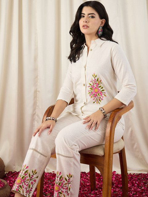 CORSICA Embroidered Shirt Collar Shirt & Trousers Co-Ords - Image 7