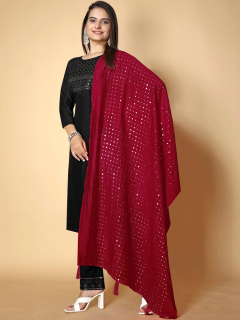 SEKMANY Embroidered Dupatta with Mirror Work - Image 3
