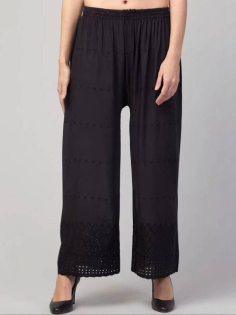 KGFONECLOTH Women Embroidered Knitted Ethnic Palazzos