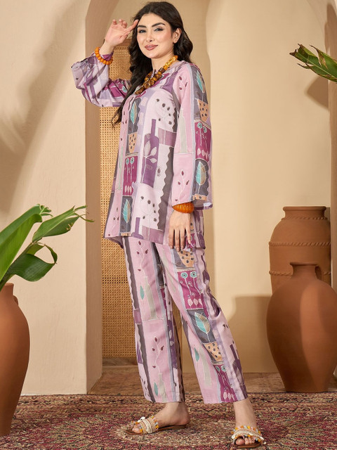 SANSKRUTIHOMES Embellished Round Neck Top & Trousers Co-Ords - Image 2