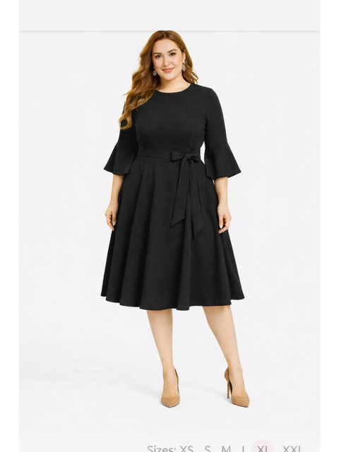 AMEEZA Flared Sleeve Fit & Flare Dress