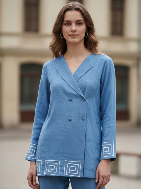 Indibelle Embroidered Cotton V-Neck Tunic & Trousers Co-Ords - Image 4