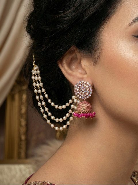MEIRA JEWELLERY Dome Shaped Jhumkas Earrings - Image 3