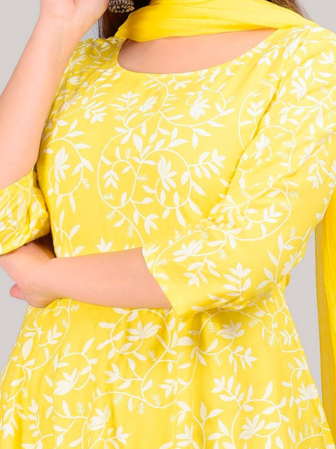 Sangria Printed Round Neck Ankle Length Anarkali Kurta With Dupatta - Image 4