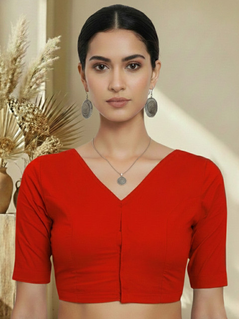 Thevasa V-Neck Short Sleeves Saree Open Blouse