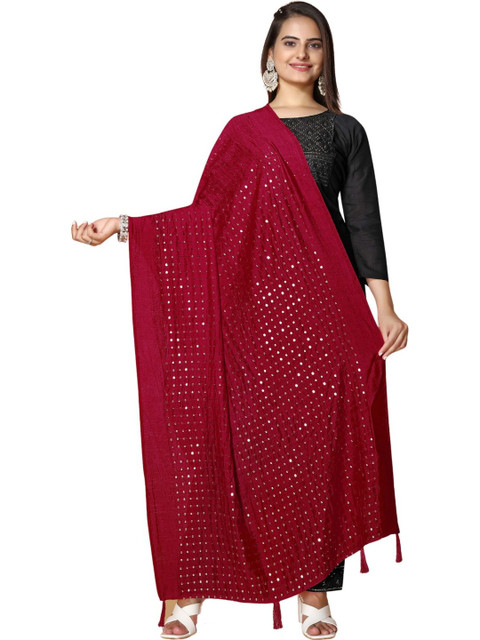 SEKMANY Embroidered Dupatta with Mirror Work
