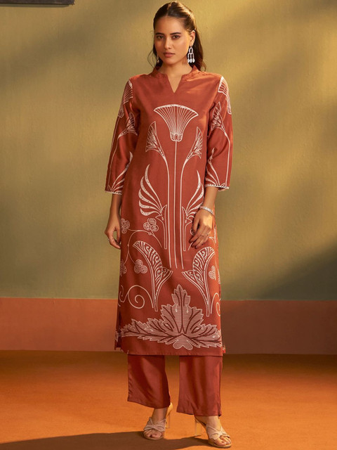 Anouk Printed V-Neck Top & Trousers Co-Ords