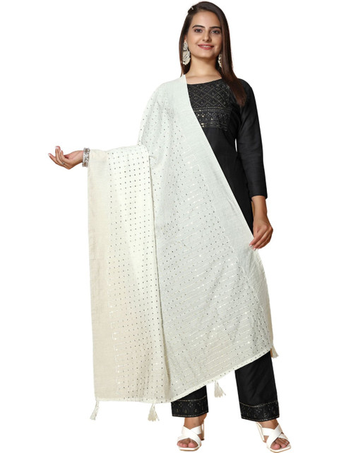 SEKMANY Embroidered Dupatta with Mirror Work