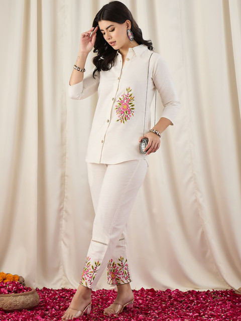 CORSICA Embroidered Shirt Collar Shirt & Trousers Co-Ords - Image 5