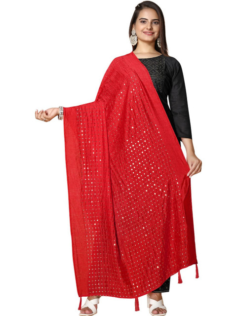 SEKMANY Embroidered Dupatta with Mirror Work