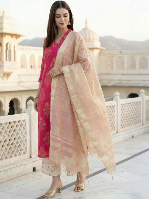 Indo Era Woven Design Art Silk Dupatta - Image 2