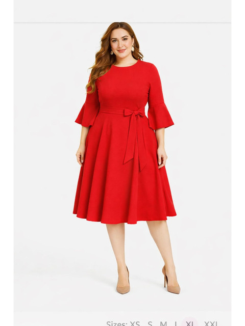 AMEEZA Bell Sleeve Fit & Flare Dress