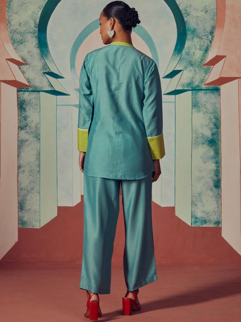 Anouk Colourblocked Mandarin Collar Top & Trousers Co-Ords - Image 2