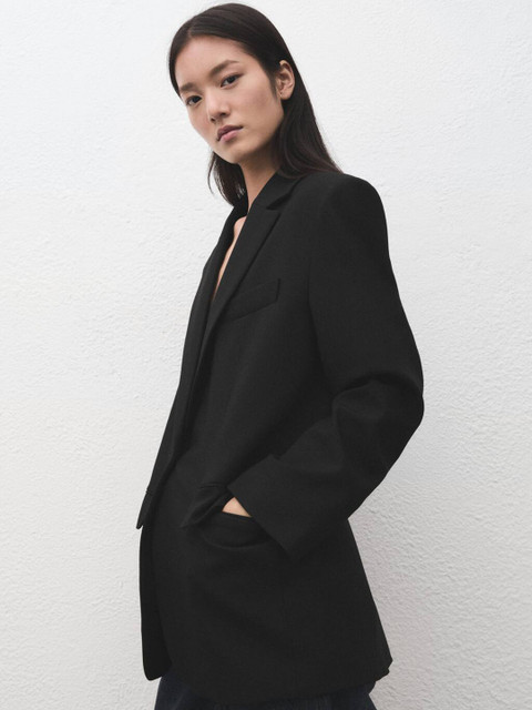 MANGO Single-Breasted Suit Blazer