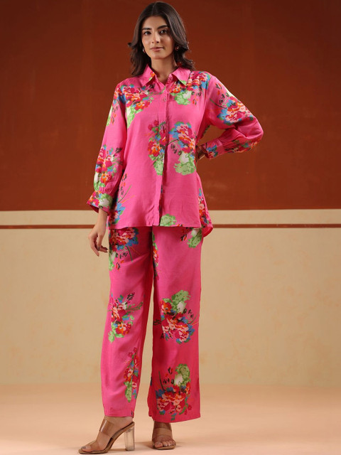 SANSKRUTIHOMES Printed Shirt Collar Shirt & Trousers Co-Ords - Image 2