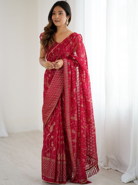 Anouk Mirage Ethnic Motifs Zari Poly Georgette Heavy Work Saree